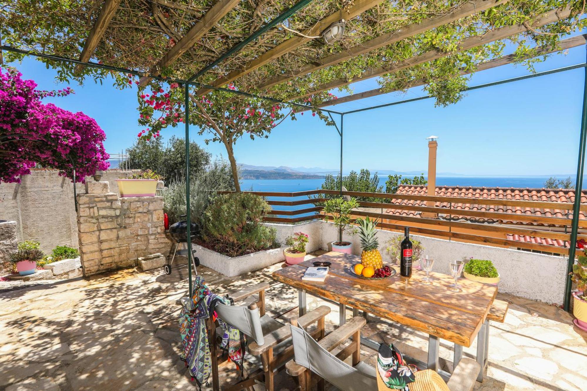 Joannas Sea-View Stone House Apartment Katavolos Bagian luar foto